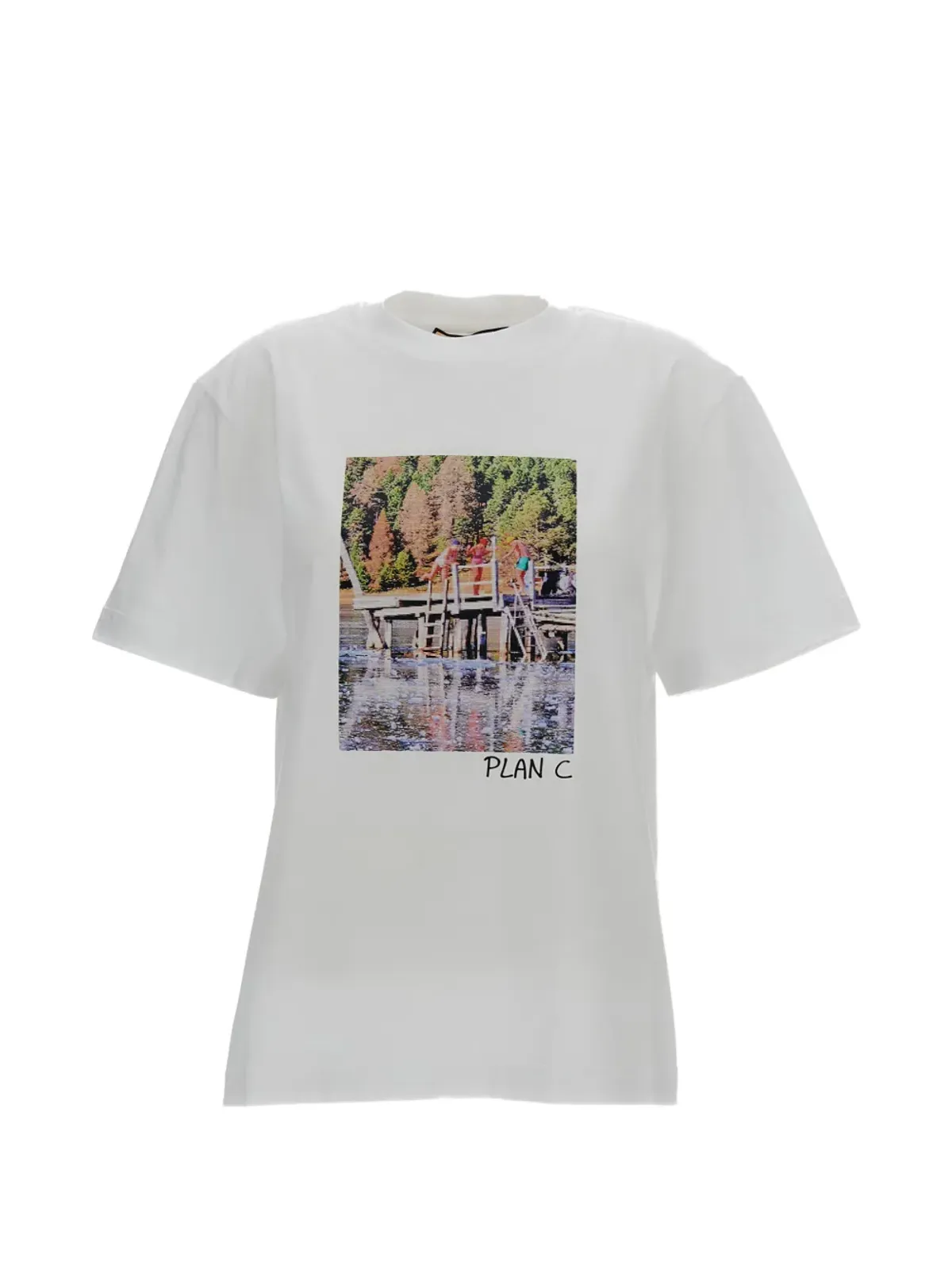Plan C メタリックエフェクトTシャツ - ホワイト - 画像1