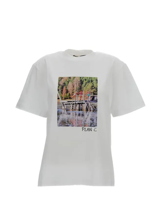 Plan C Plan C メタリックエフェクトTシャツ - ホワイトの商品画像