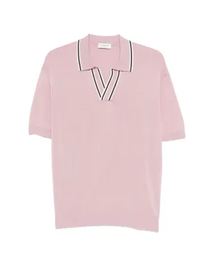 Paolo Pecora Vネック ボーダーTシャツ ピンク - サムネイル1