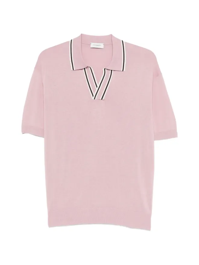 Paolo Pecora Paolo Pecora Vネック ボーダーTシャツ ピンクの商品画像
