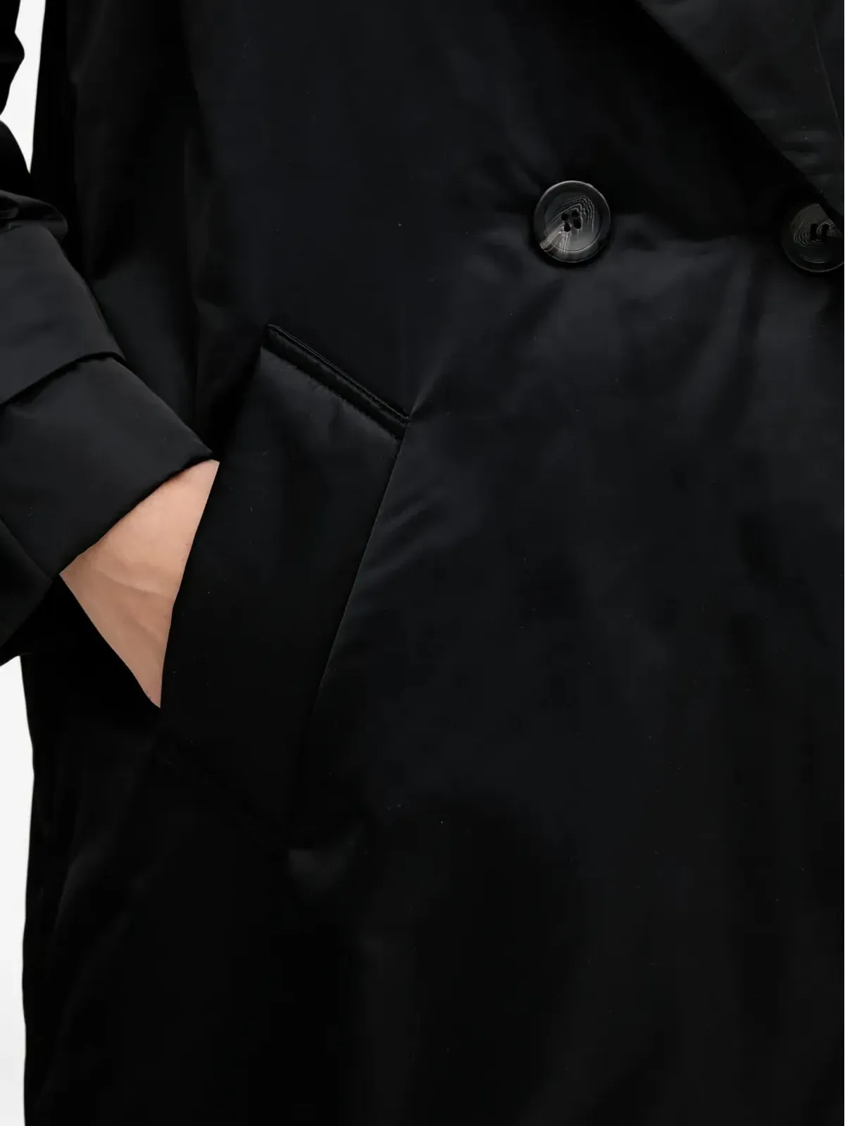 Sisley button double-breasted coat - Black - 画像5
