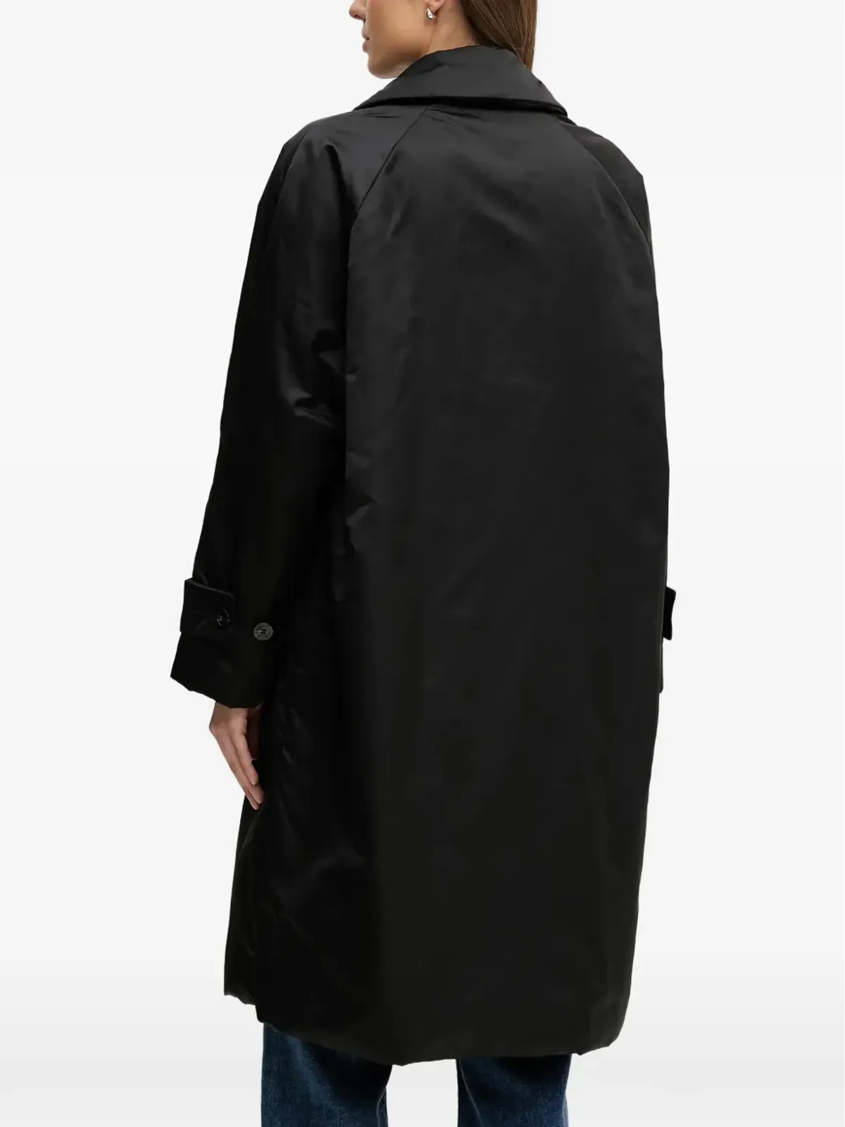 Sisley button double-breasted coat - Black - 画像3
