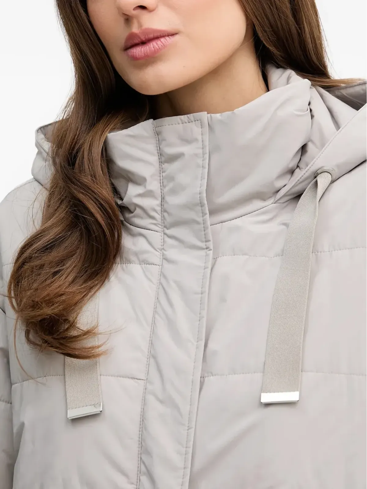Sisley フード付きキルティングジャケット グレー - 画像5
