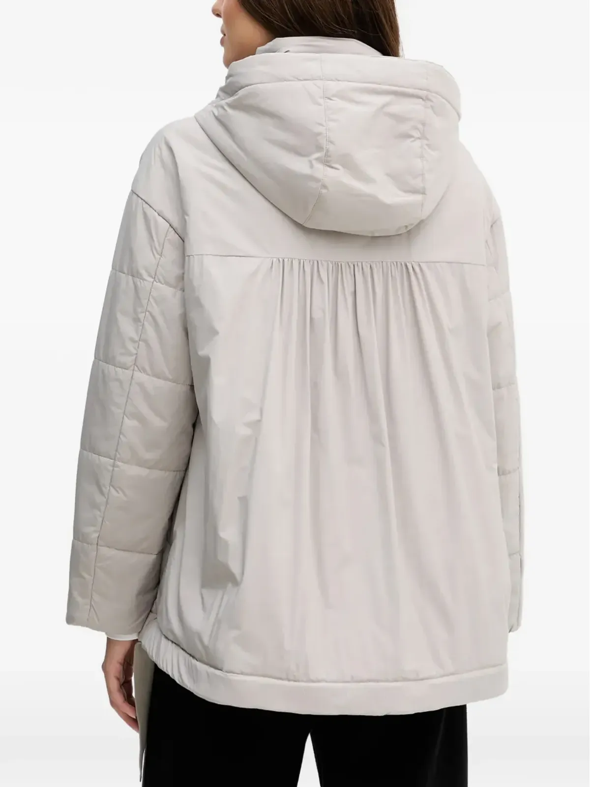 Sisley フード付きキルティングジャケット グレー - 画像4