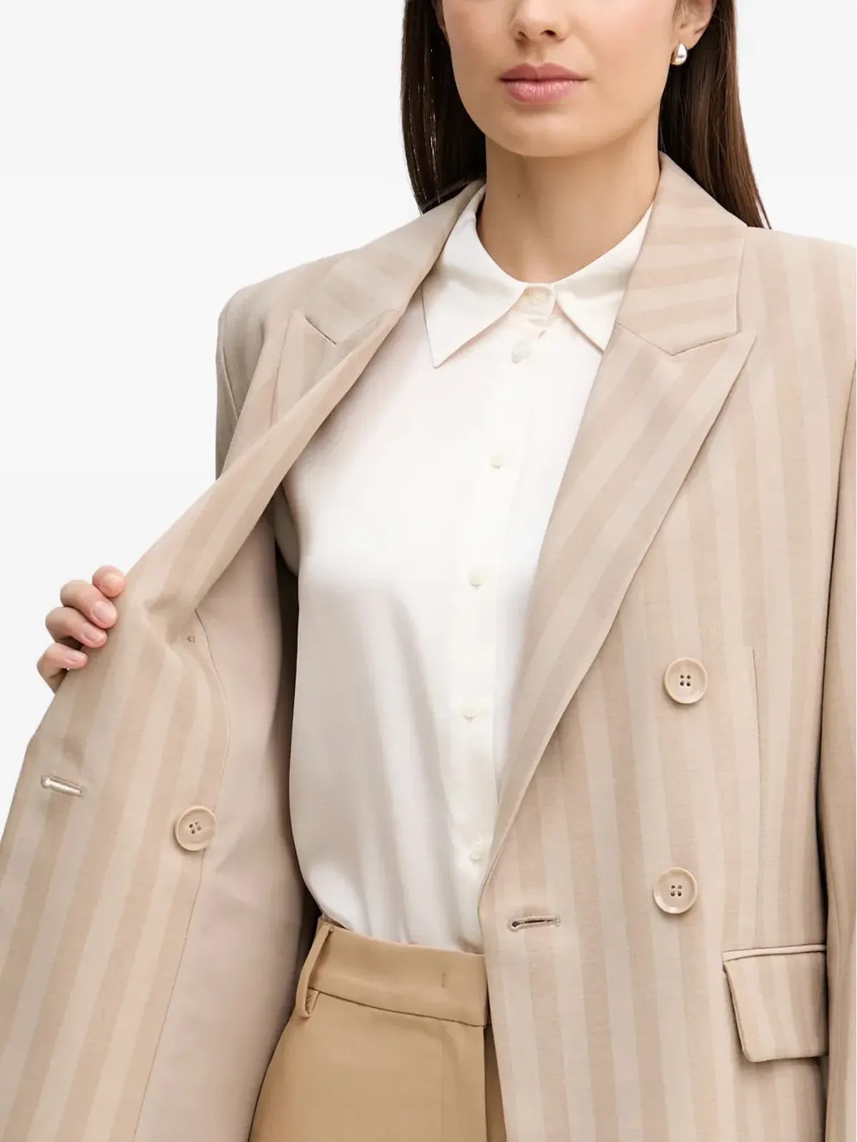 Sisley ストライプ ダブルブレスト ブレザー - 画像5