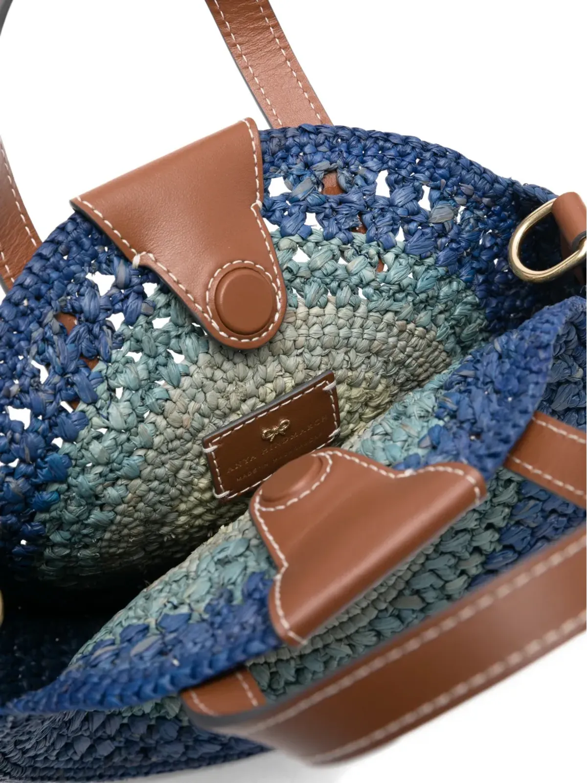Anya Hindmarch 小さめ Round Bow ラフィア トートバッグ - 画像5