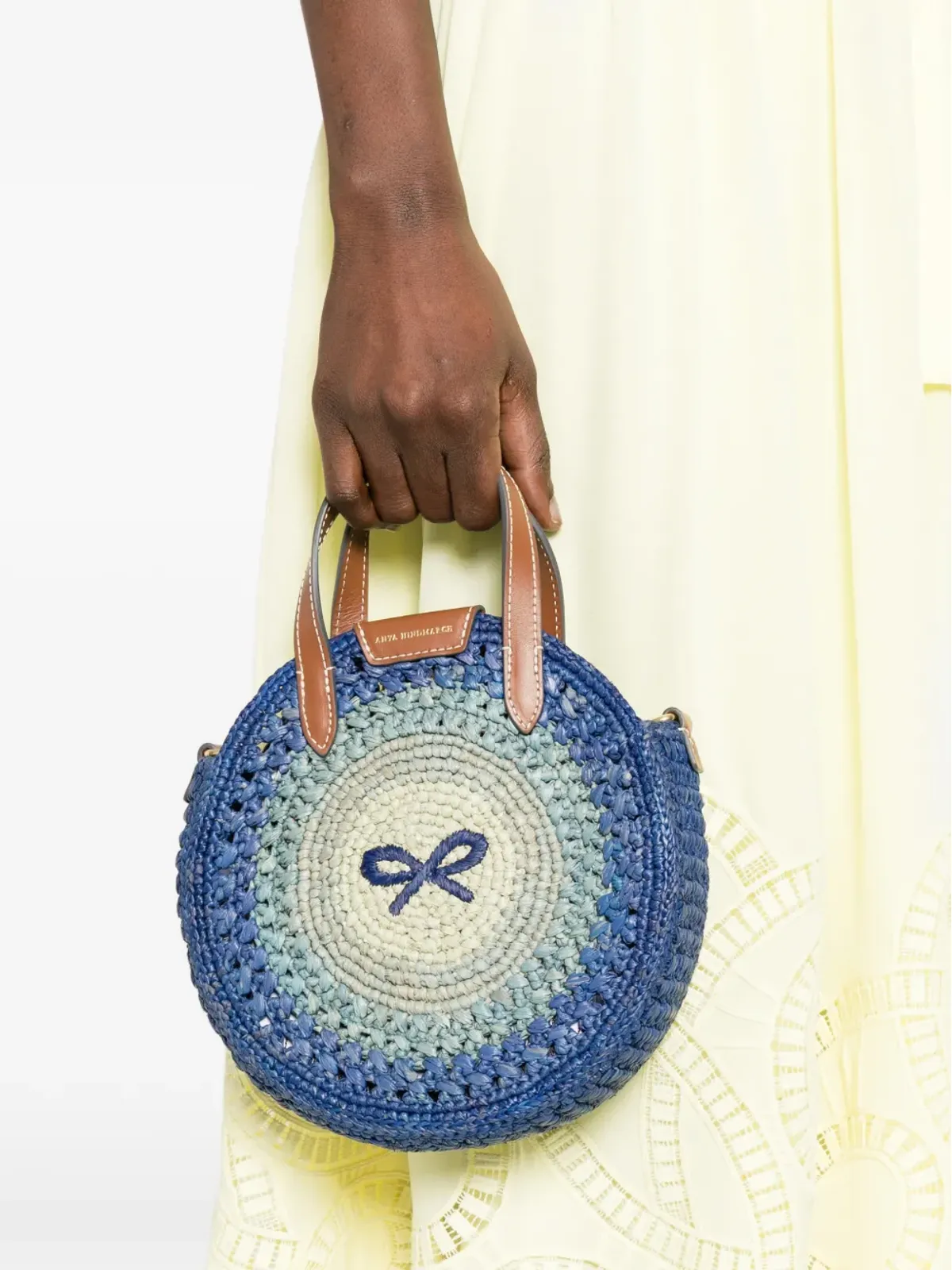 Anya Hindmarch 小さめ Round Bow ラフィア トートバッグ - 画像2