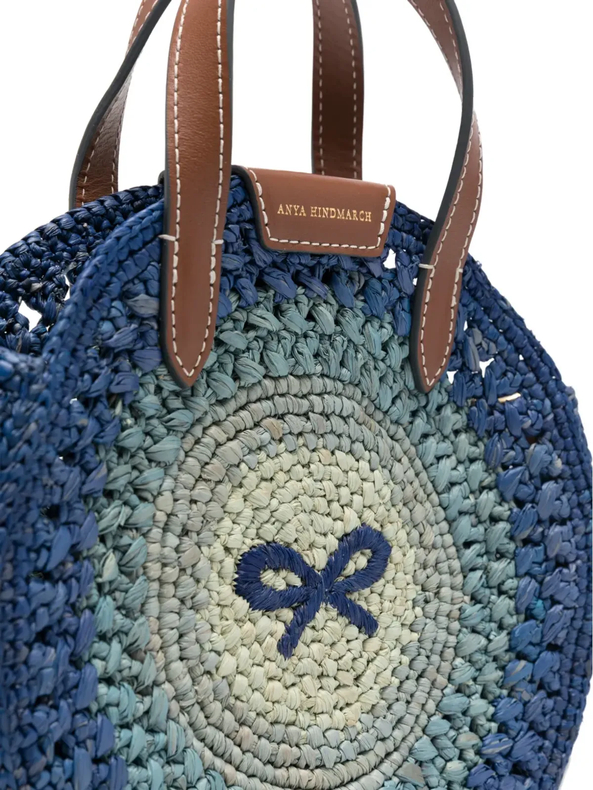 Anya Hindmarch 小さめ Round Bow ラフィア トートバッグ - 画像4