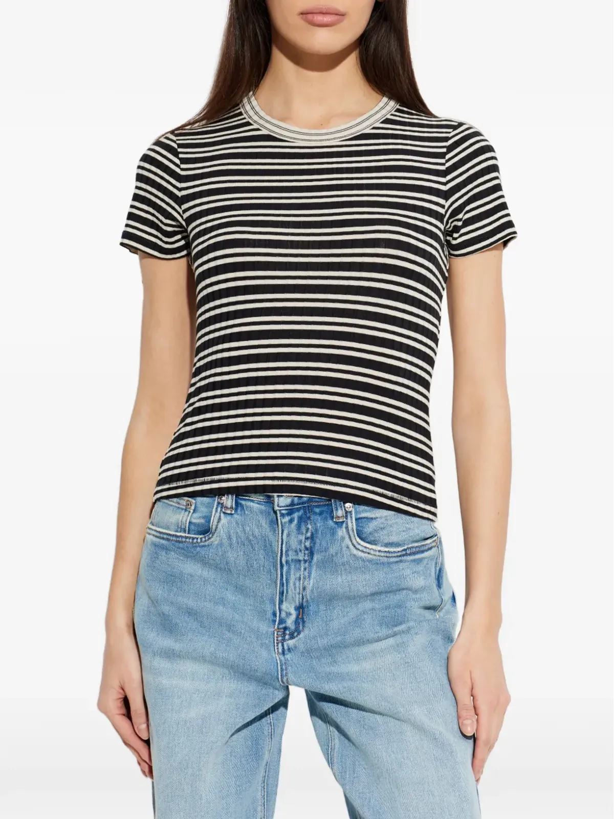 rag & bone ストライプ柄リブ Tシャツ - 画像3