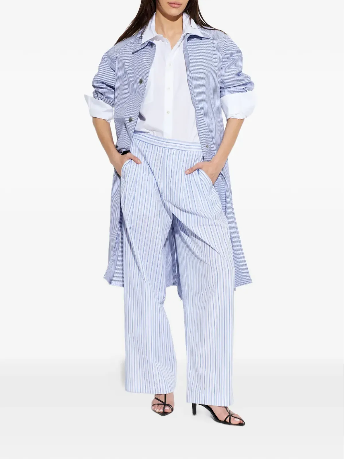 rag & bone ストライプ柄プリーツパンツ - 画像2
