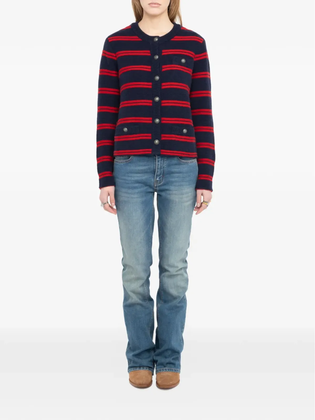 Zadig&Voltaire ストライプ柄ポケット付きカーディガン ブルー - 画像2