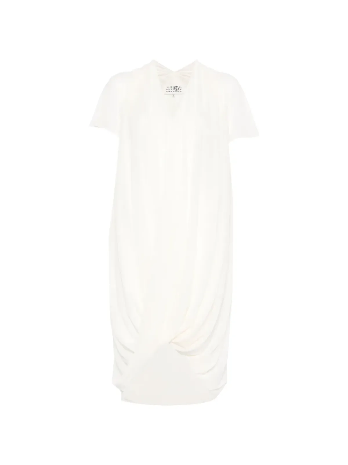 MM6 Maison Margiela Vネック ドレープ ミディドレス - 画像1