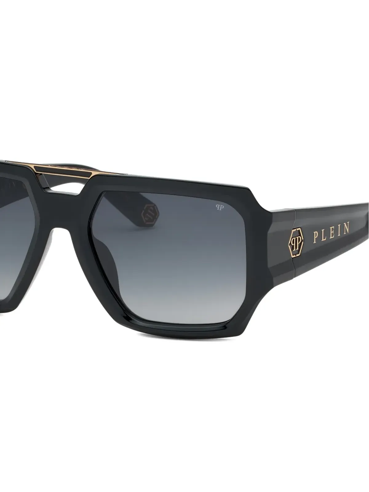 Philipp Plein Eyewear ブレイブ ゴールドトーン・ディテール ジオメトリック サングラス - ブラック - 画像5