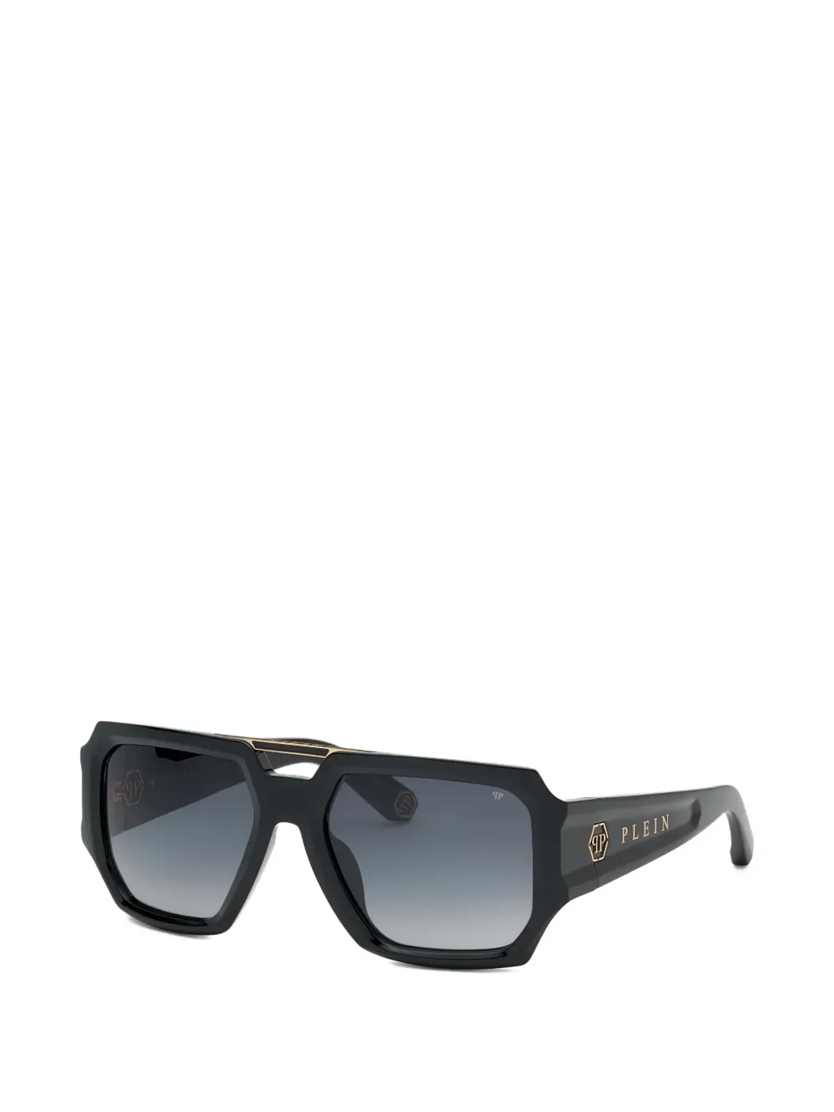 Philipp Plein Eyewear ブレイブ ゴールドトーン・ディテール ジオメトリック サングラス - ブラック - 画像2