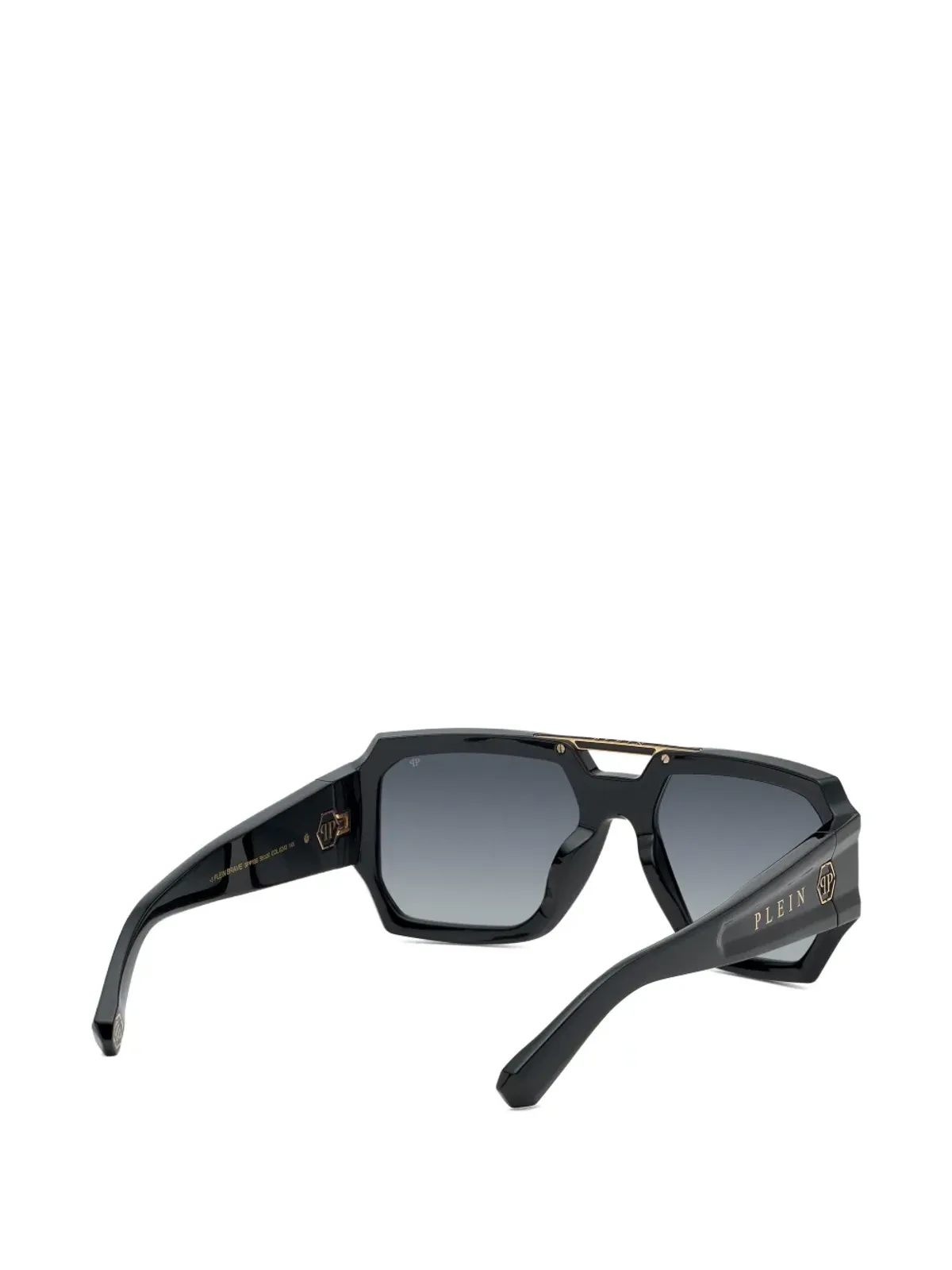 Philipp Plein Eyewear ブレイブ ゴールドトーン・ディテール ジオメトリック サングラス - ブラック - 画像3