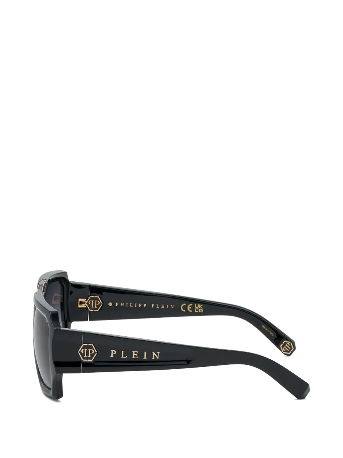 Philipp Plein Eyewear ブレイブ ゴールドトーン・ディテール ジオメトリック サングラス - ブラック - 画像4