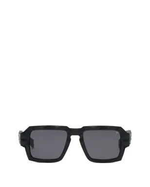 Philipp Plein Eyewear Matrix ダイヤモンドカット・スクエア・サングラス - ブラック - サムネイル1