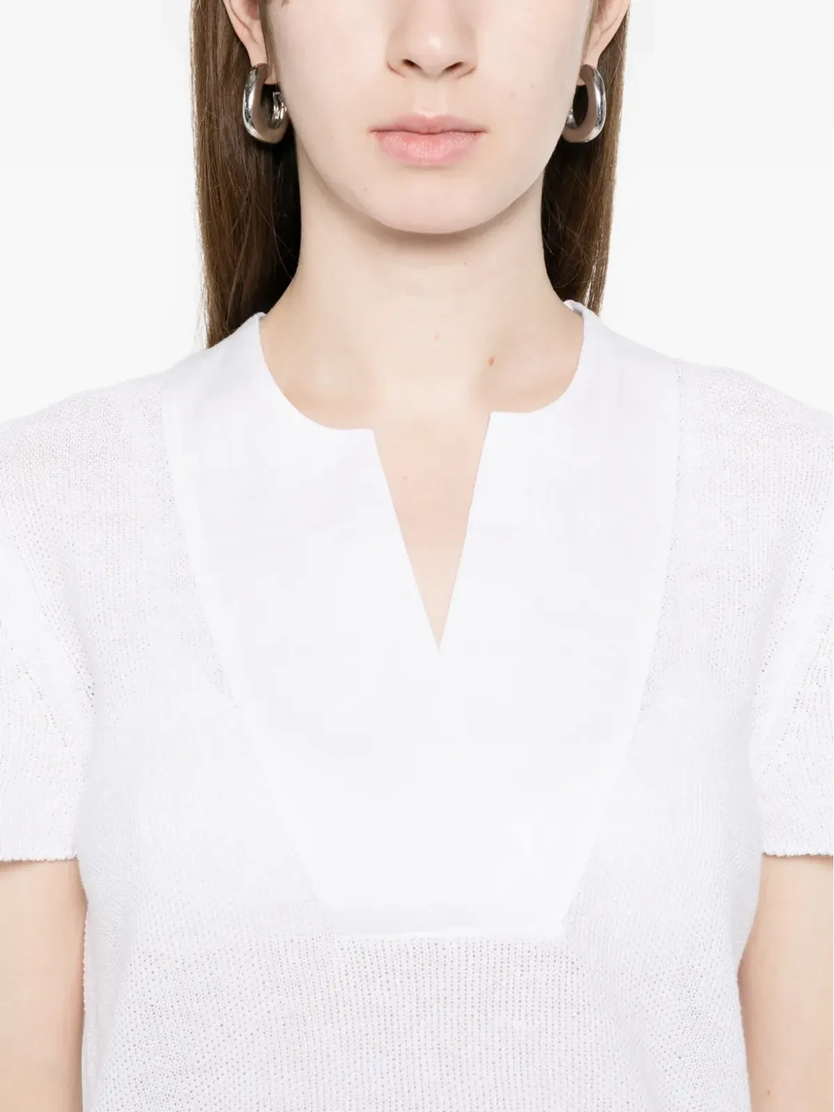 Amina Rubinacci Venezia V-neck blouse - White - 画像5