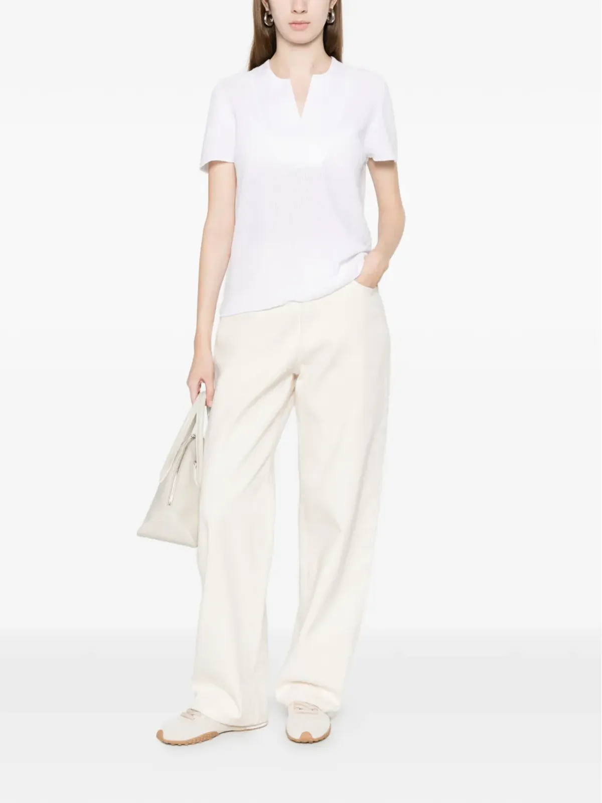 Amina Rubinacci Venezia V-neck blouse - White - 画像2