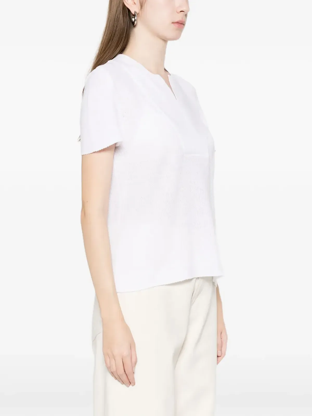 Amina Rubinacci Venezia V-neck blouse - White - 画像3
