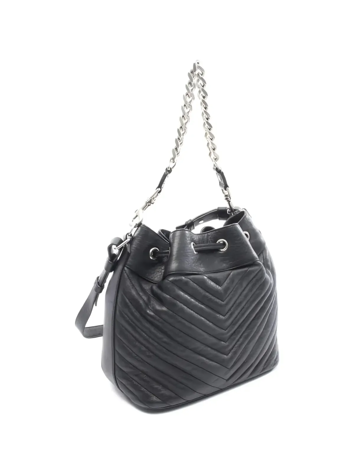 Saint Laurent Pre-Owned 00s チェーンレザー バケットバッグ - 画像2