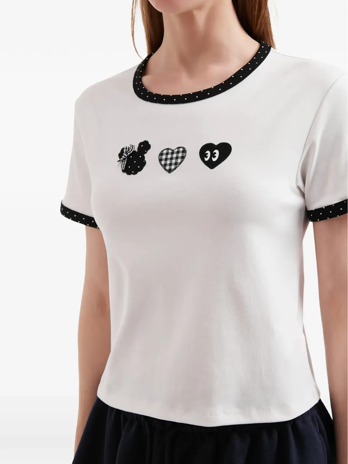 Mini Cream コントラストトリムTシャツ - 画像5