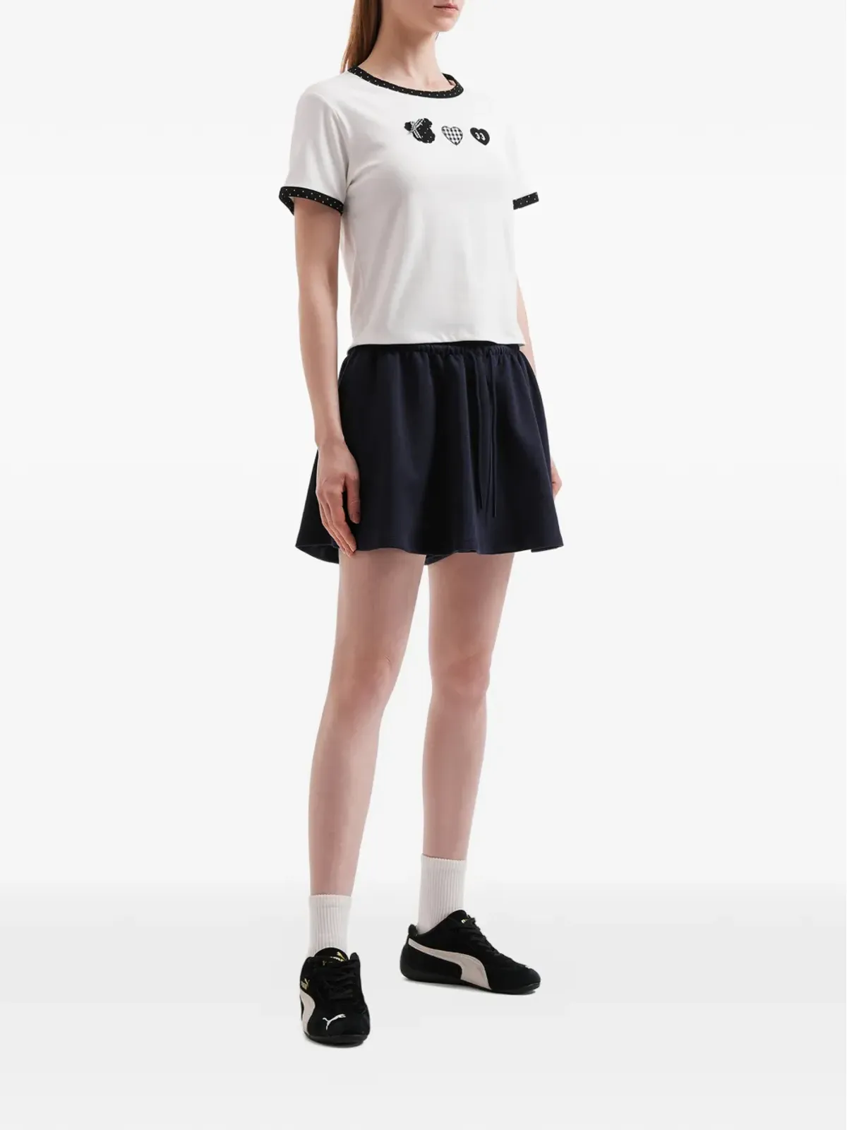 Mini Cream コントラストトリムTシャツ - 画像2