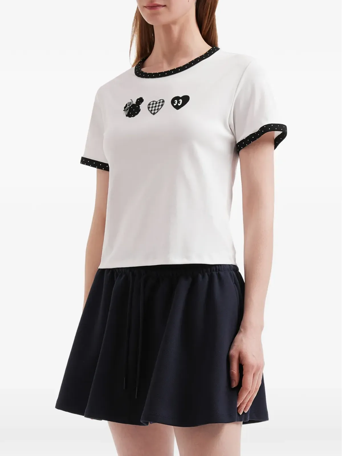 Mini Cream コントラストトリムTシャツ - 画像3