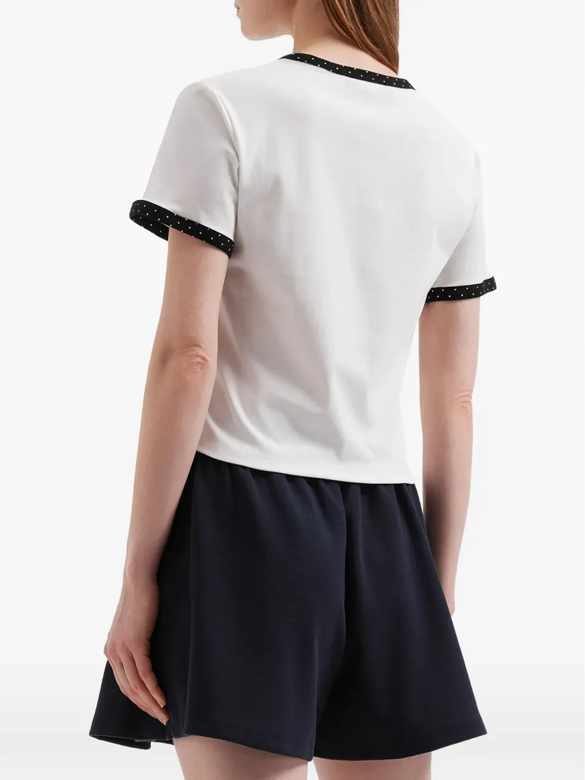Mini Cream コントラストトリムTシャツ - 画像4