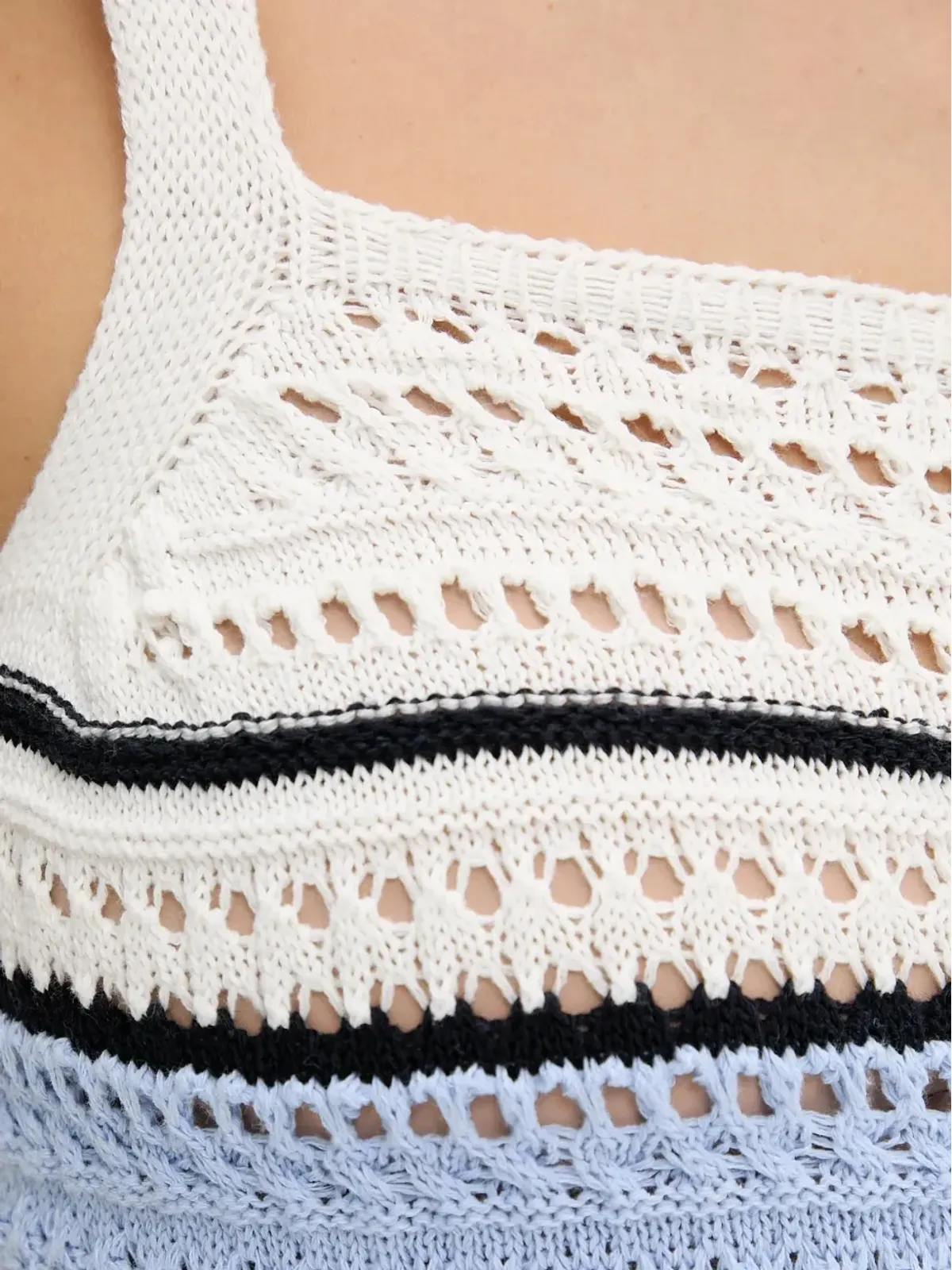 OUI striped crochet midi dress - White - 画像5