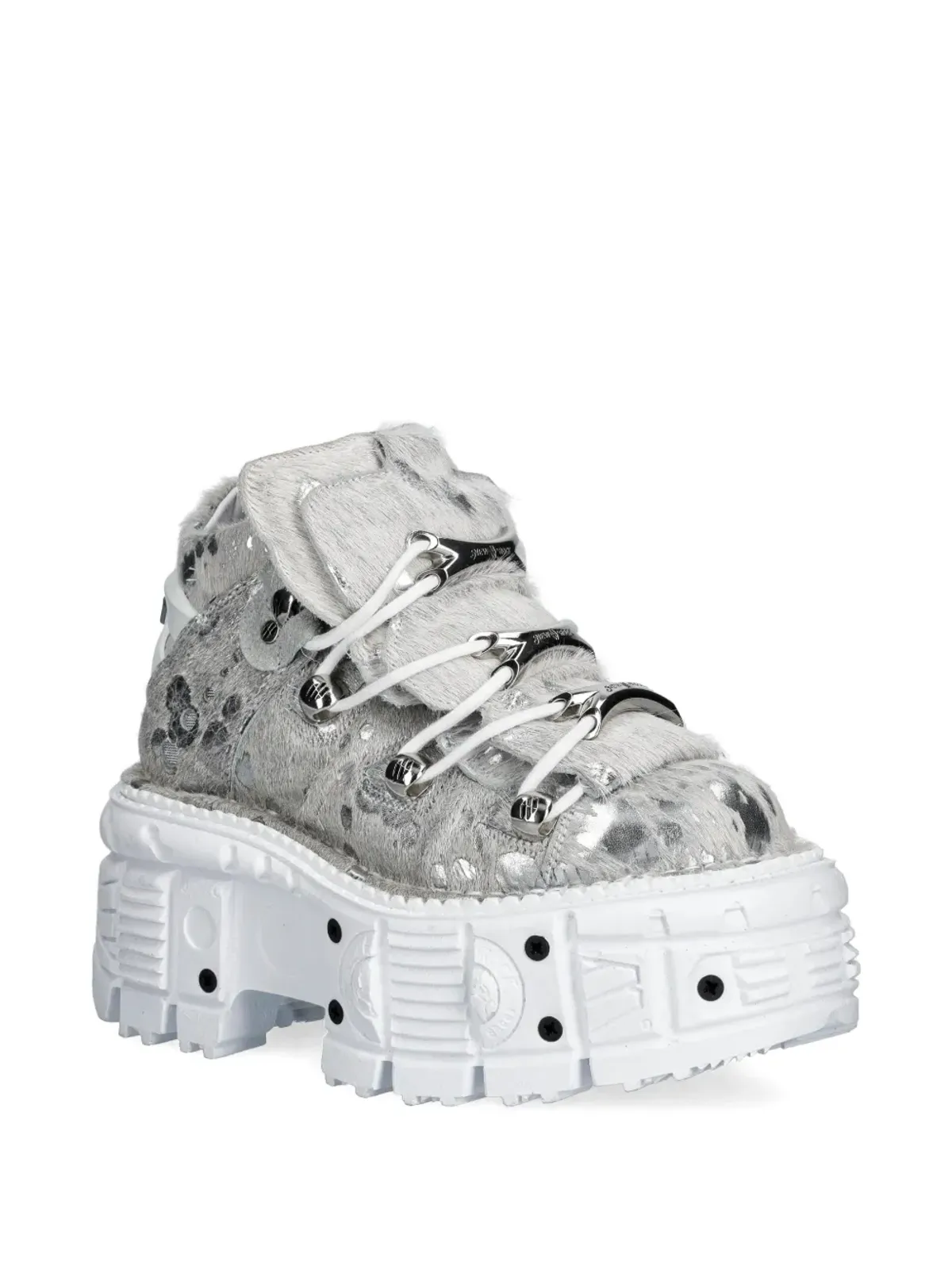 NEW ROCK Pelo Calvas Blanco Plata, Tank Blanco Torn dotted platform sneakers - Grey - 画像2