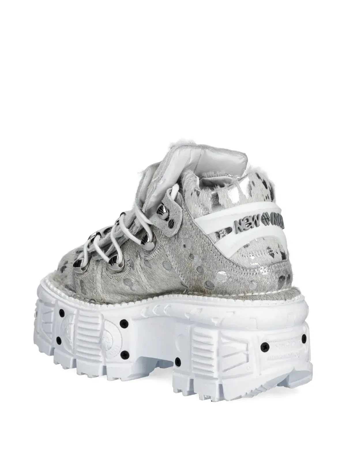 NEW ROCK Pelo Calvas Blanco Plata, Tank Blanco Torn dotted platform sneakers - Grey - 画像3