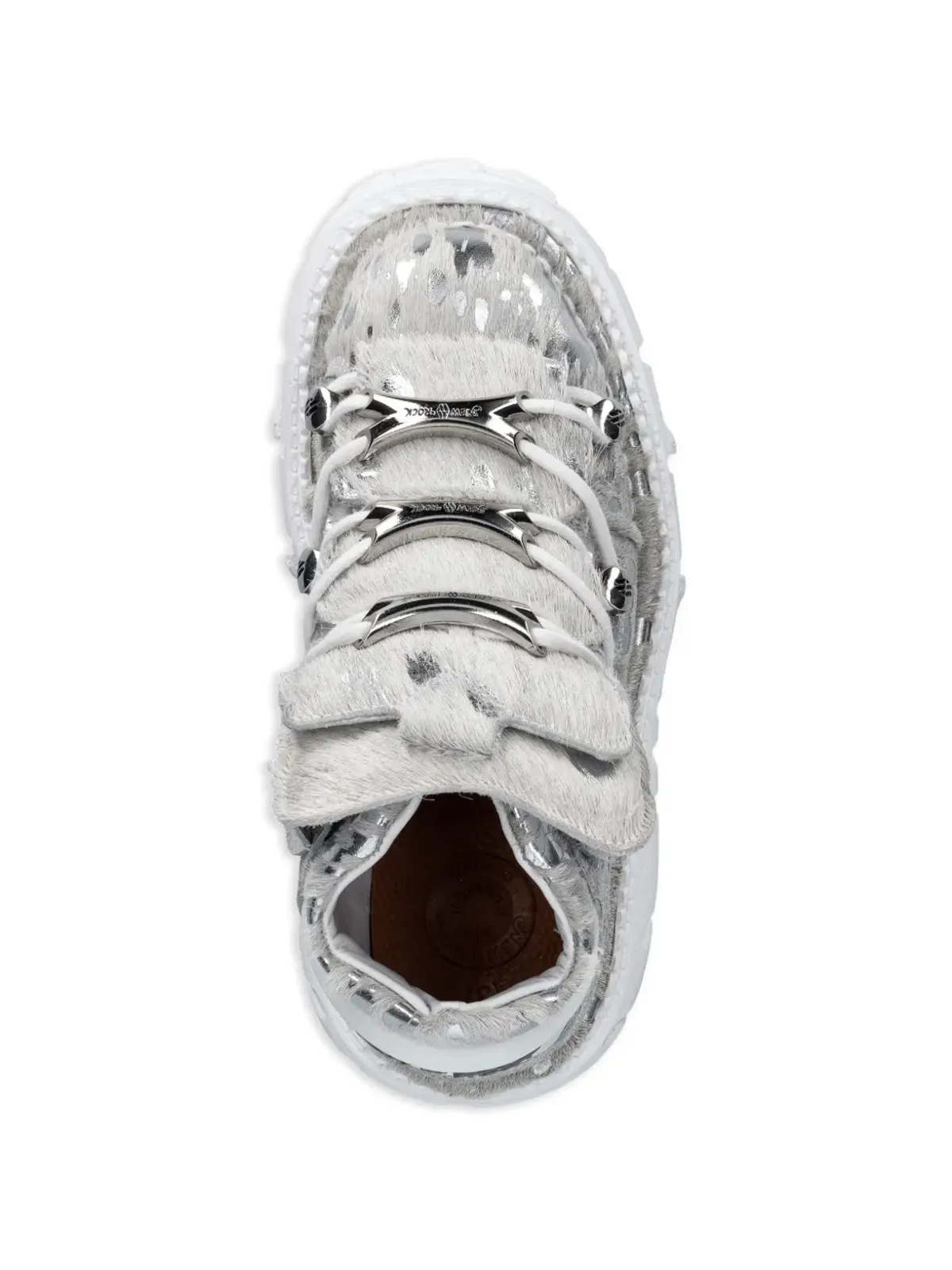 NEW ROCK Pelo Calvas Blanco Plata, Tank Blanco Torn dotted platform sneakers - Grey - 画像4