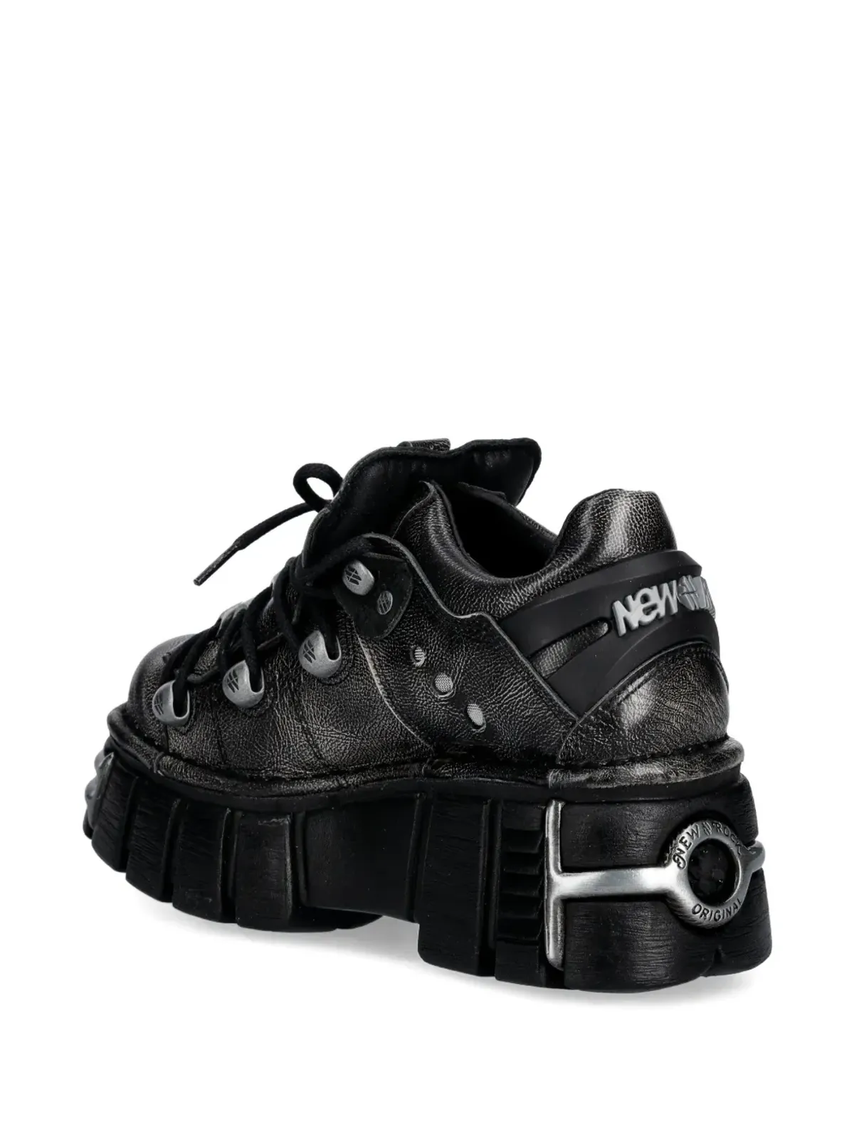 NEW ROCK Pulik Old Arena Tower Negro Acero eyelet platform sneakers - 画像3