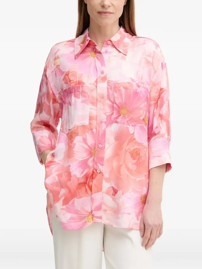 Marc Aurel Marc Aurel ボタン付き花柄プリントシャツ ピンクの商品画像