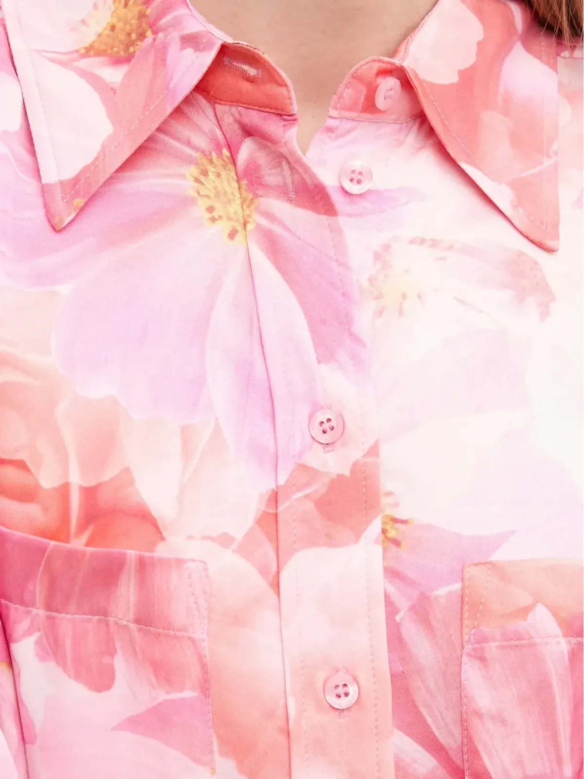 Marc Aurel ボタン付き花柄プリントシャツ ピンク - 画像5