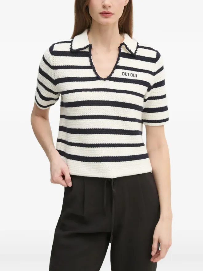 OUI OUI ストライプ柄の襟付きニットウェアの商品画像