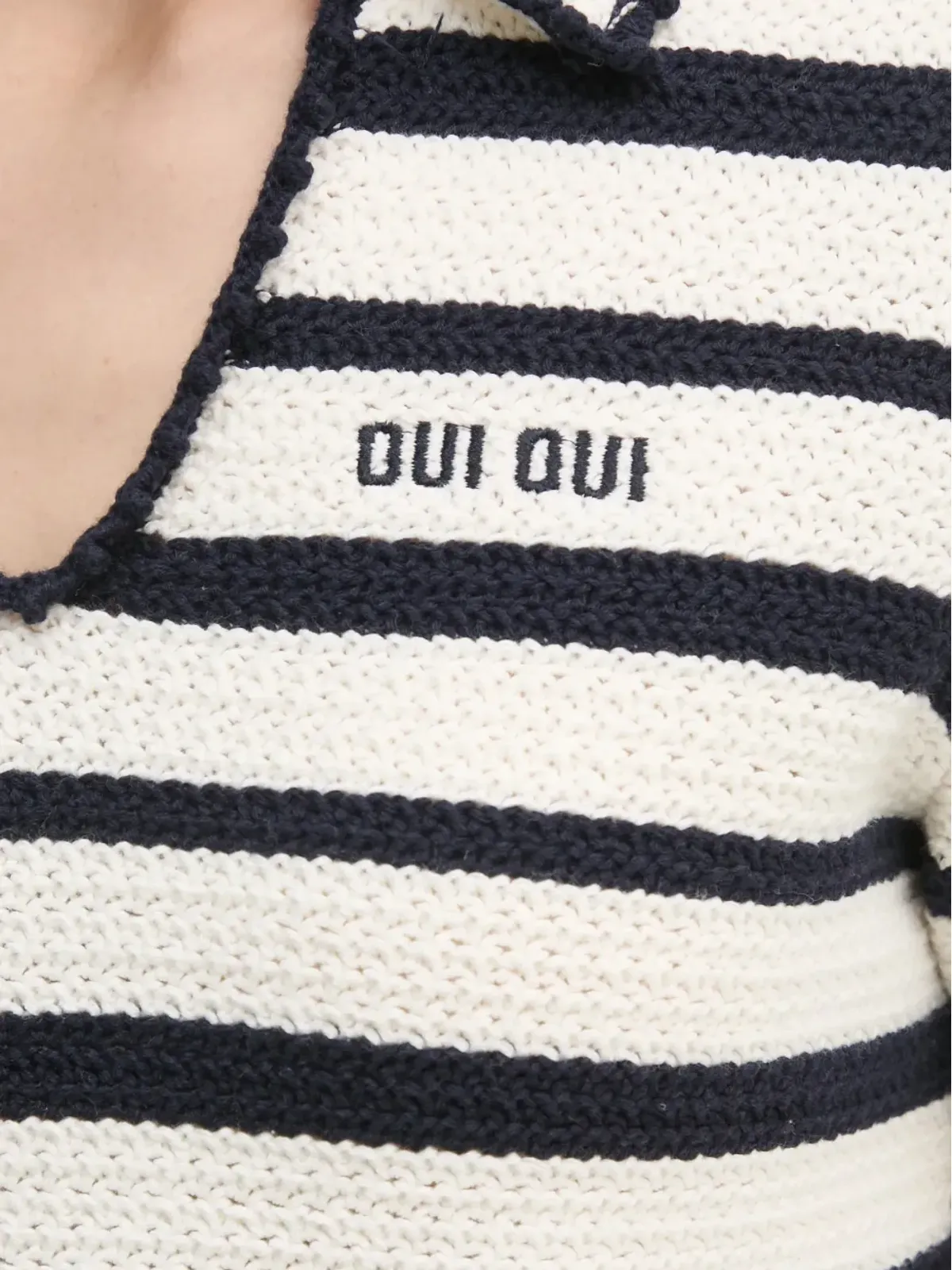 OUI ストライプ柄の襟付きニットウェア - 画像5