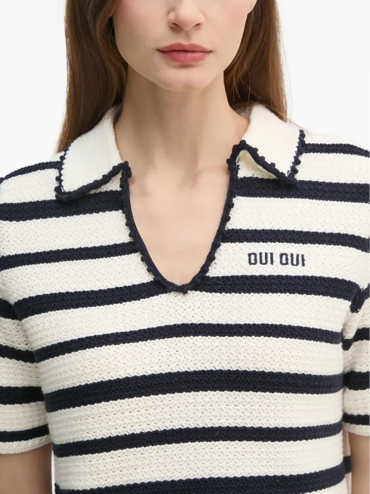OUI ストライプ柄の襟付きニットウェア - 画像4