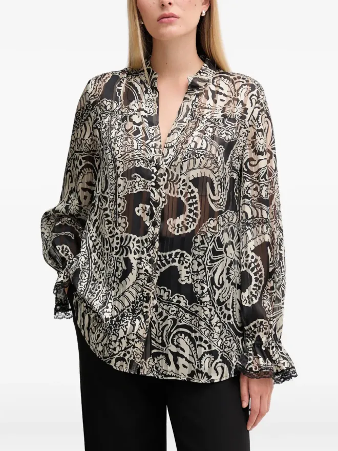 Marc Aurel Marc Aurel ペイズリーレーストリム ブラウスの商品画像