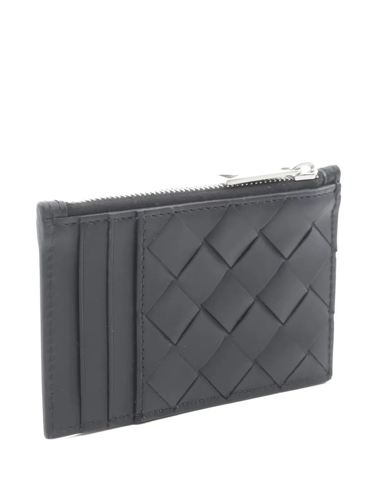 Bottega Veneta ビンテージ イントレチャート ジップレザー カードケース ブラック - 画像2