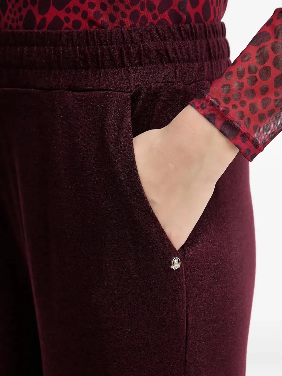 Marc Aurel エラスティケーテッド・ワイドレッグパンツ レッド - 画像4