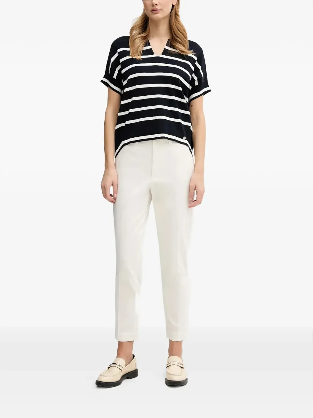 Joseph Ribkoff ストライプVネックTシャツ - 画像2