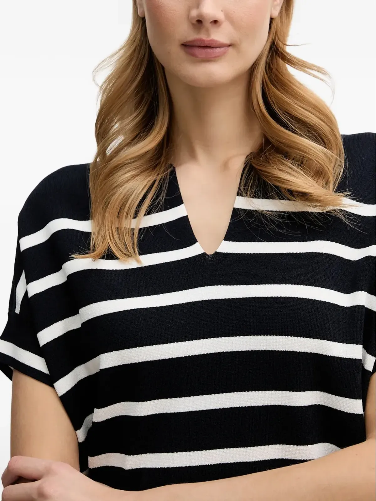 Joseph Ribkoff ストライプVネックTシャツ - 画像4