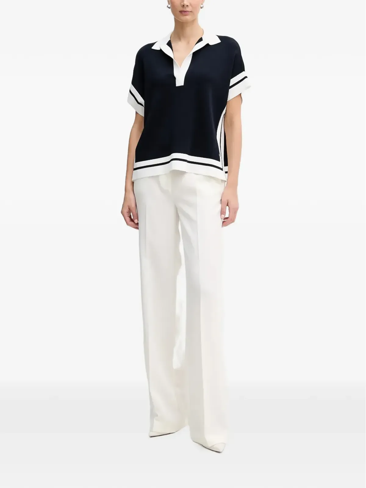 Joseph Ribkoff collared striped top - Blue - 画像2
