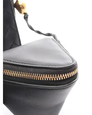 Bottega Veneta Pre-Owned 1910sイントレチャート風レザーショルダーバッグ - ブラック - サムネイル4