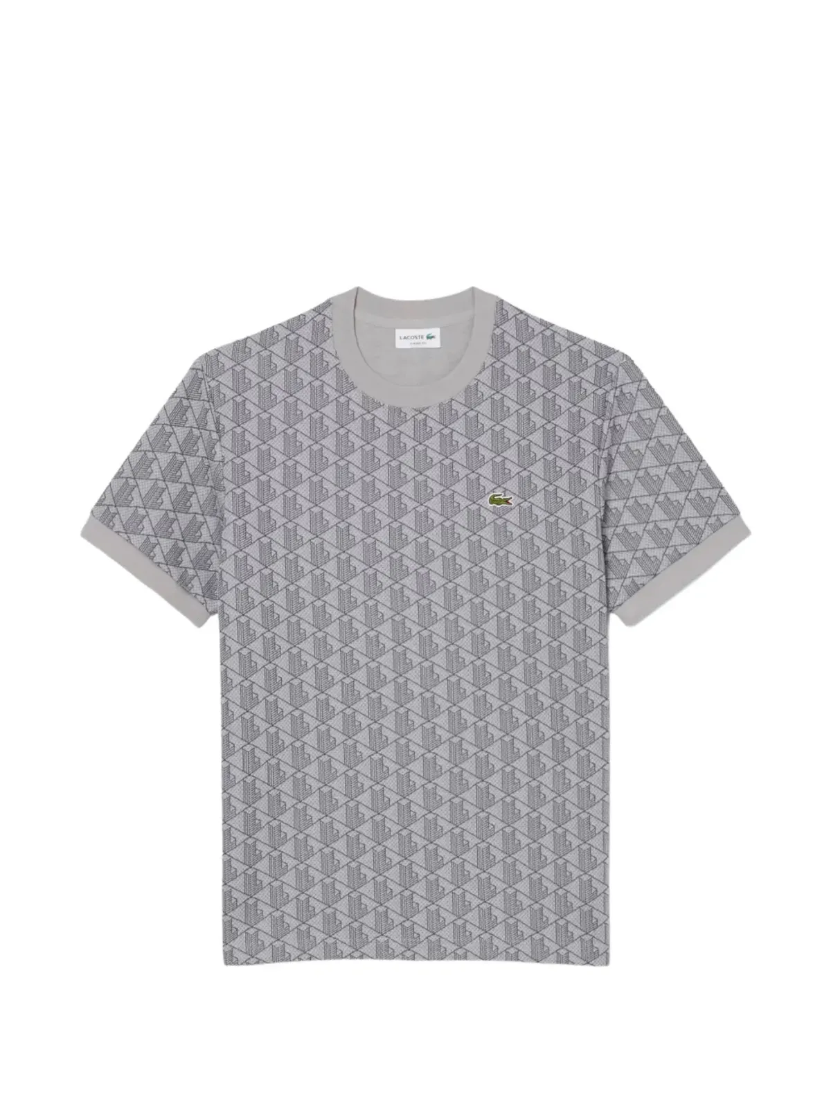 Lacoste ジオメトリックプリントTシャツ グレー - 画像1
