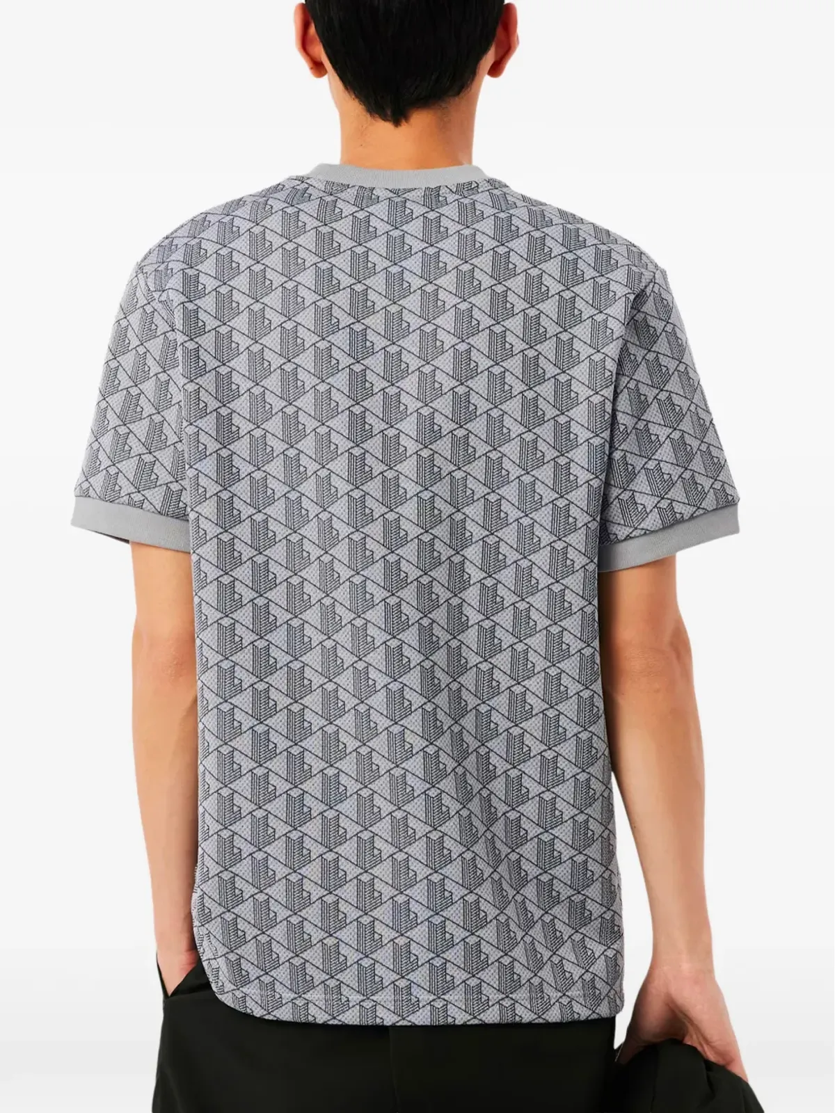 Lacoste ジオメトリックプリントTシャツ グレー - 画像3