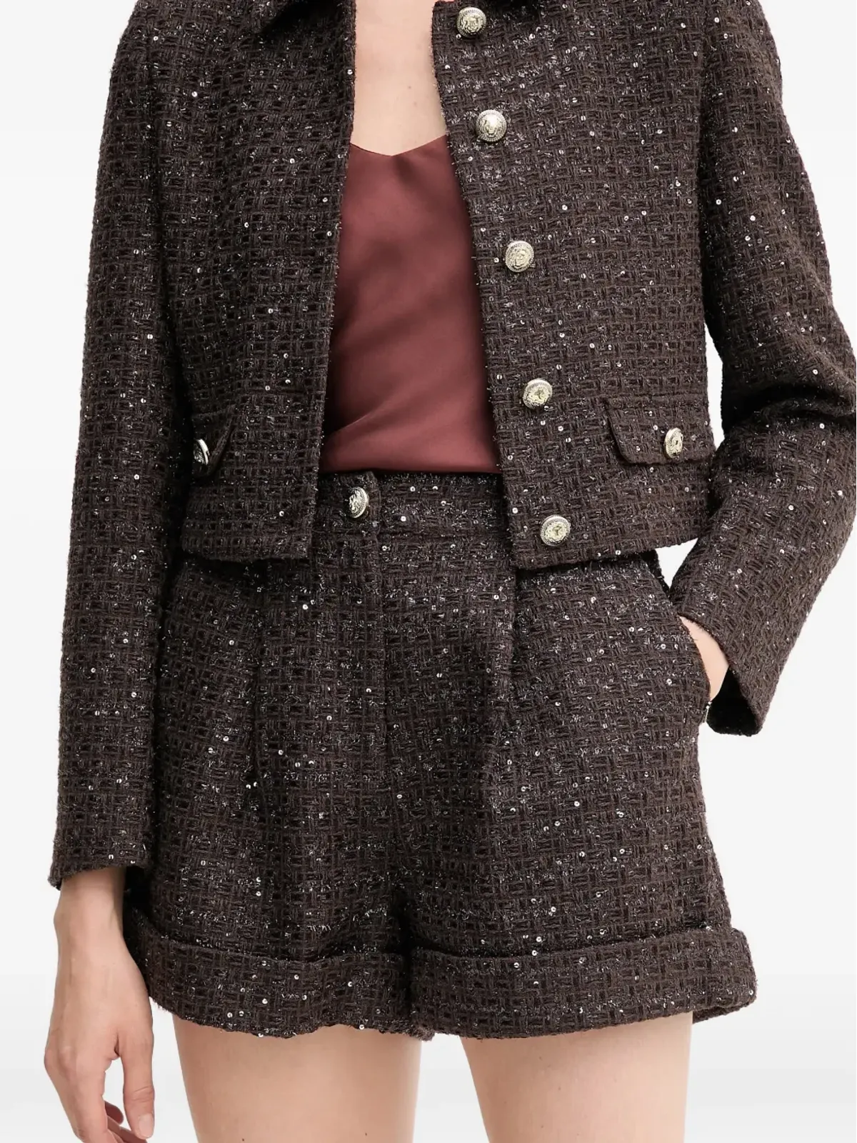 Gaudi sequins-embellished button-fastening shorts - Brown - 画像2