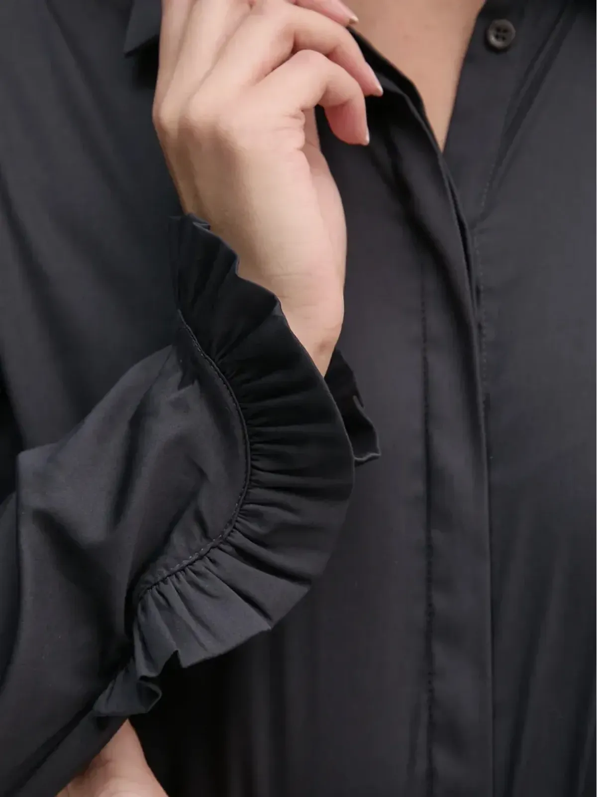 Mos Mosh MMMattie ruffled-cuff shirt - Black - 画像5